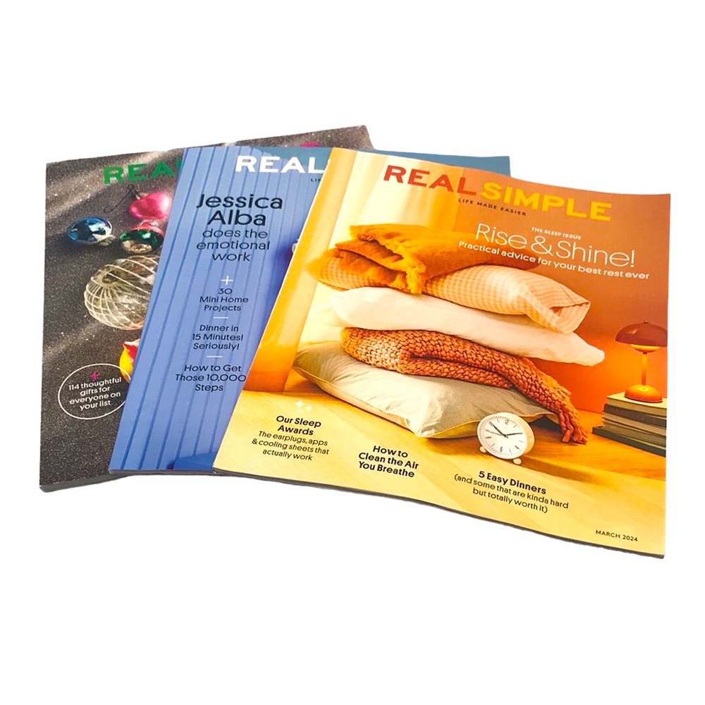 Real Simple Magazines Dec 2023, Jan/Feb 2024, & March 2024 Set of 3